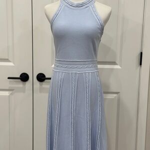Eliza J Baby Blue Knit Halter Midi Dress